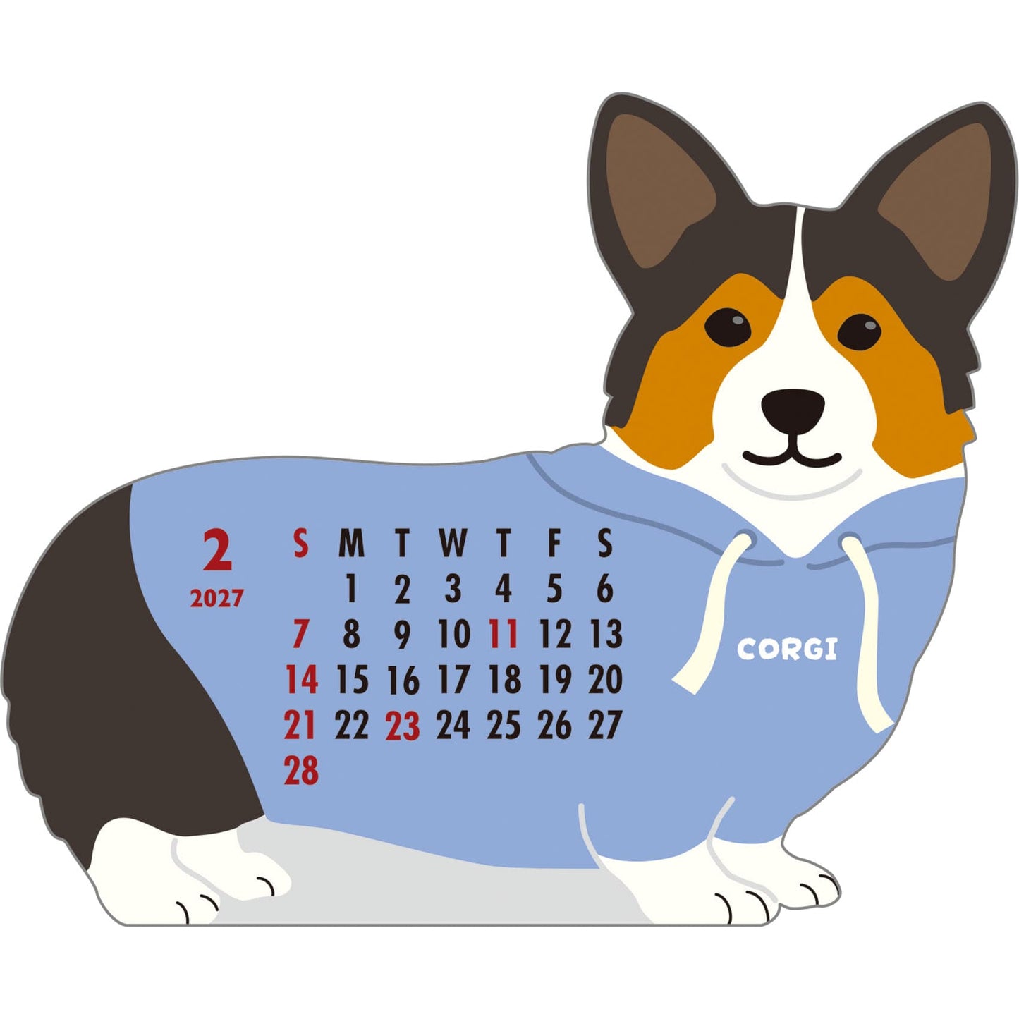 2027 Desk Calendar - Animal Die-Cut - Corgi