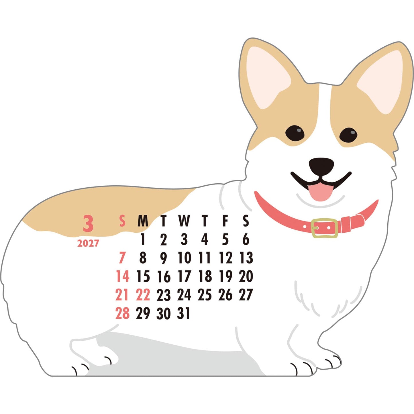 2027 Desk Calendar - Animal Die-Cut - Corgi