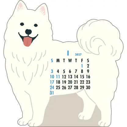 2027 Desk Calendar - Animal Die-Cut - Samoyed