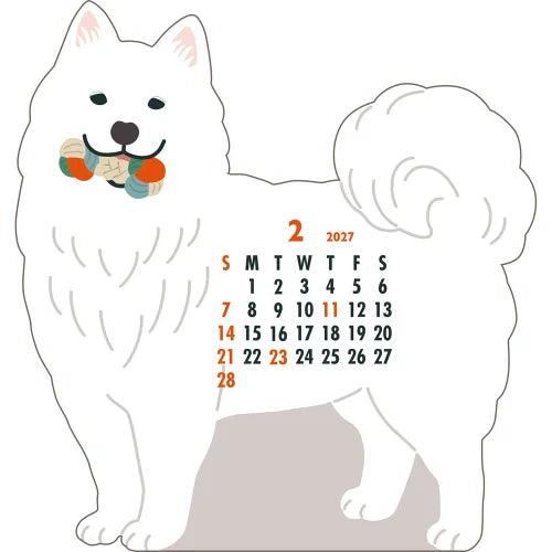 2027 Desk Calendar - Animal Die-Cut - Samoyed