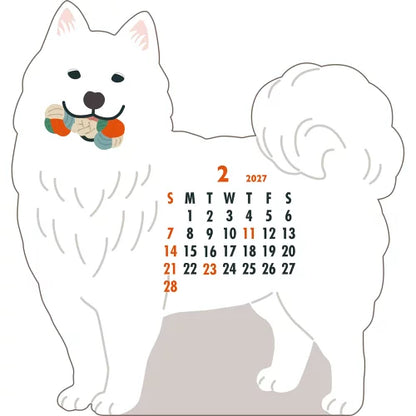 2027 Desk Calendar - Animal Die-Cut - Samoyed