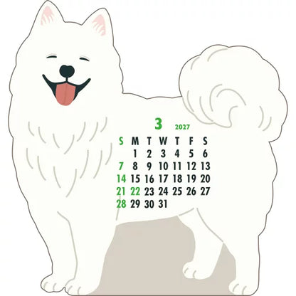 2027 Desk Calendar - Animal Die-Cut - Samoyed