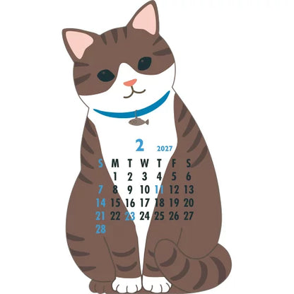 2027 Desk Calendar - Animal Die-Cut - Cat