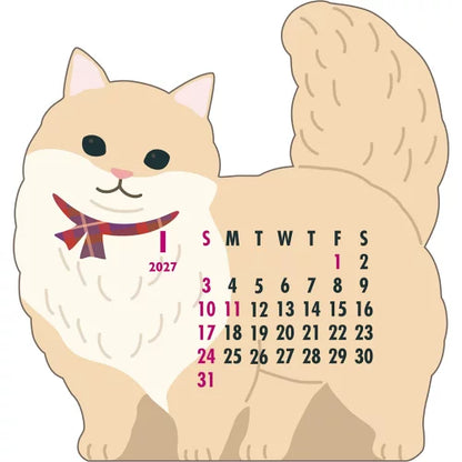 2027 Desk Calendar - Animal Die-Cut - Munchkin Cat