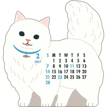2027 Desk Calendar - Animal Die-Cut - Munchkin Cat