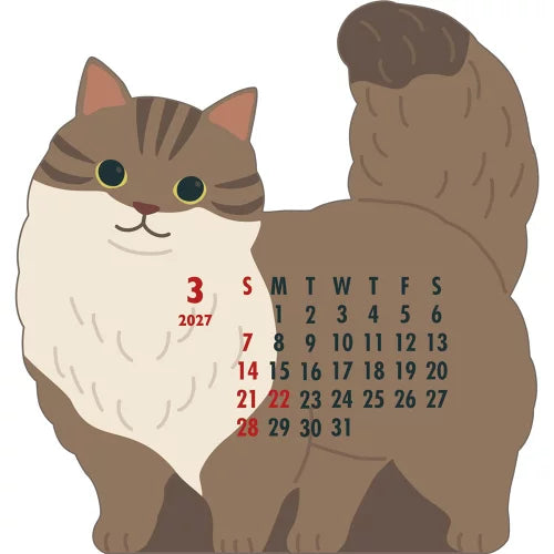 2027 Desk Calendar - Animal Die-Cut - Munchkin Cat