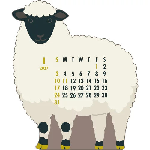 2027 Desk Calendar - Animal Die-Cut - Sheep