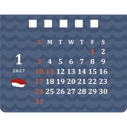 2027 House Box Calendar - Sushi Restaurant