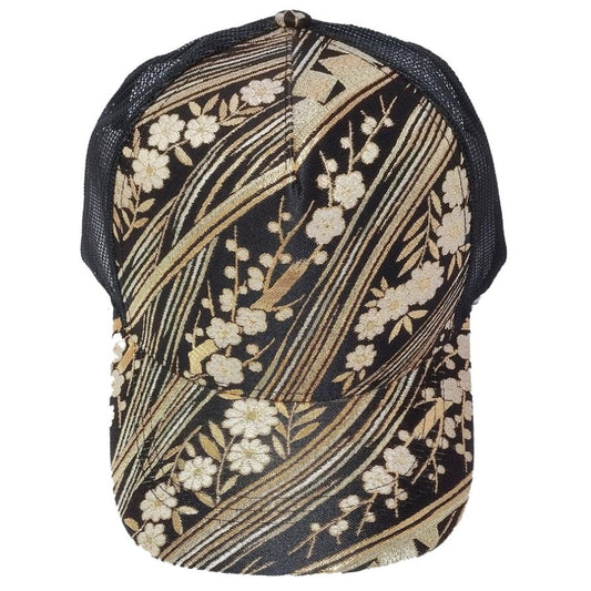 Kinran Mesh Cap Gold Flower