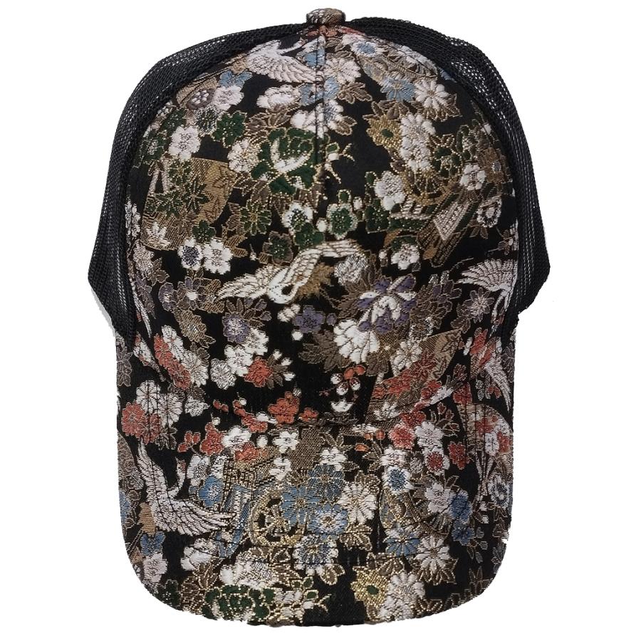 Kinran Mesh Cap Crane (Tsuru) Black