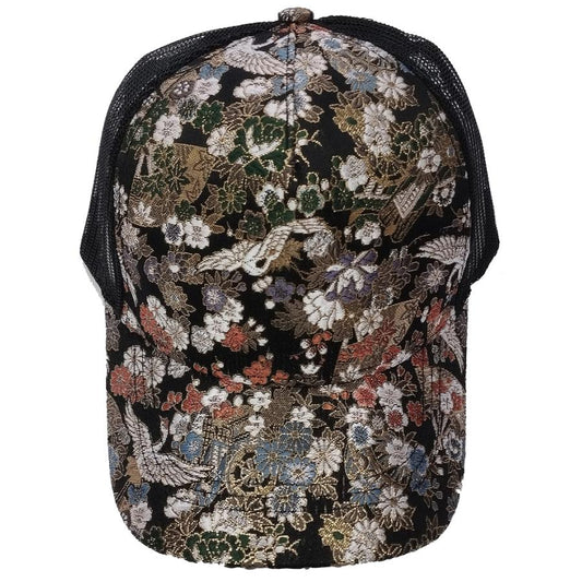 Kinran Mesh Cap Crane (Tsuru) Black