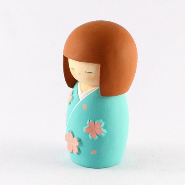 Kyoohoo Japanese Kokeshi Doll Cherry Season Blue (K12-3882C)