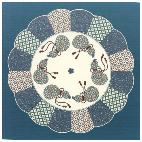 kyoohoo Cotton Furoshiki Imari Big Dish Navy