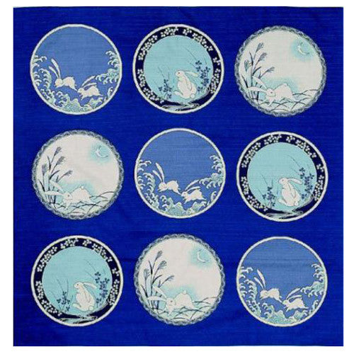 kyoohoo Cotton Furoshiki Imari Rabbit Navy