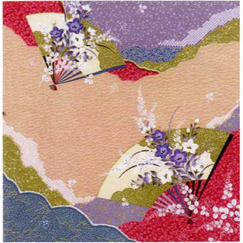 kyoohoo Chirimen Furoshiki Fan & Chinese Bellflower