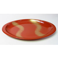 Kyoohoo Lacquer Ware Oval Plate Gold Flow Red