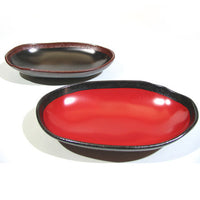 Kyoohoo Lacquer Ware Dish Edge Design Red