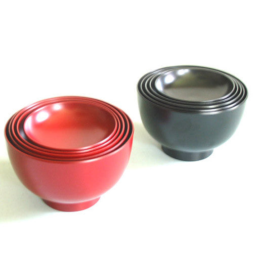 Kyoohoo Lacquer Ware Nested Five Bowls Red