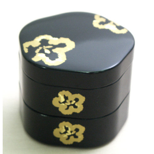 Kyoohoo Lacquer Ware Double-Deck Plum Case Black