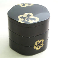 Kyoohoo Lacquer Ware Plum Shape Lunch Box Black