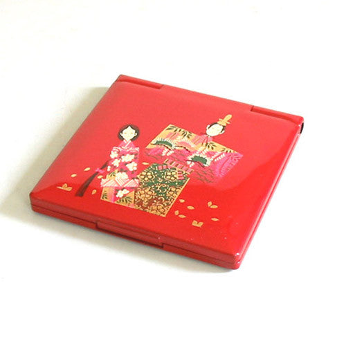 Kyoohoo Lacquer Ware Pocket Mirror Hina Doll