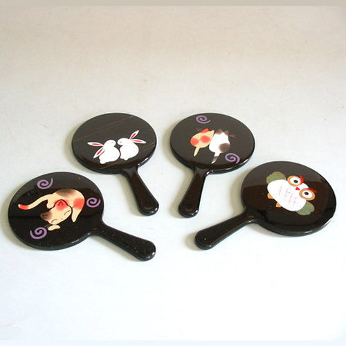 Kyoohoo Lacquer Ware Mini Miror Two Cat