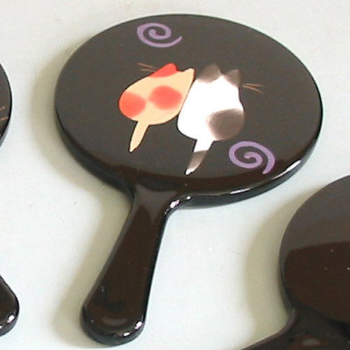 Kyoohoo Lacquer Ware Mini Miror Two Cat