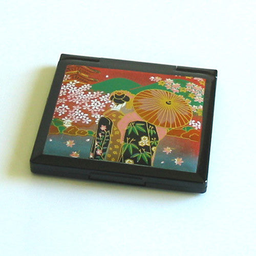 Kyoohoo Lacquer Ware Pocket Mirror Two Maiko