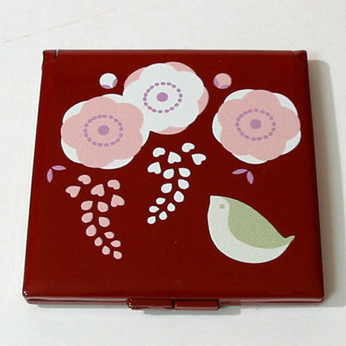 Kyoohoo Lacquer Ware Pocket Mirror Ume Red