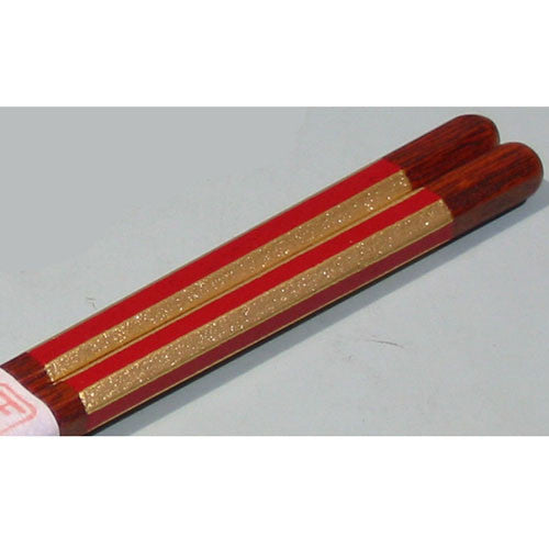 Kyoohoo Lacquer Ware Chop Sticks stripe With Gold Red