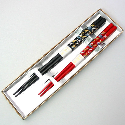 Kyoohoo Lacquer Ware Paired Chopsticks Set Tsuru