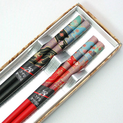 Kyoohoo Lacquer Ware Paired Chopsticks Set Momijigawa