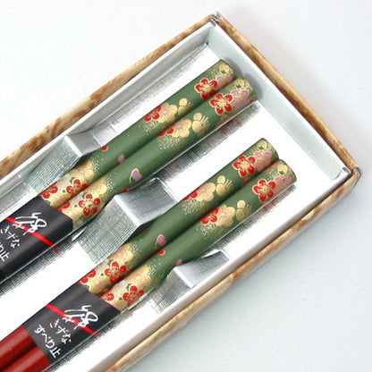 Kyoohoo Lacquer Ware Paired Chopsticks Set Ume