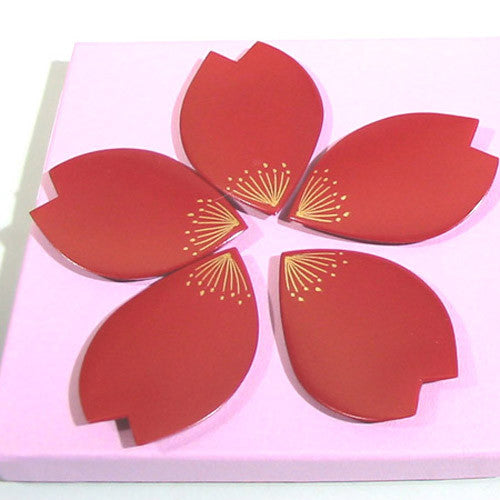 Kyoohoo Lacquer Ware Chop Stick Rest Flower Petal Red