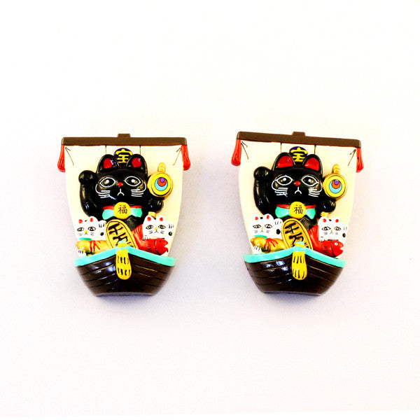 Magnet Lucky Cat Boat Black