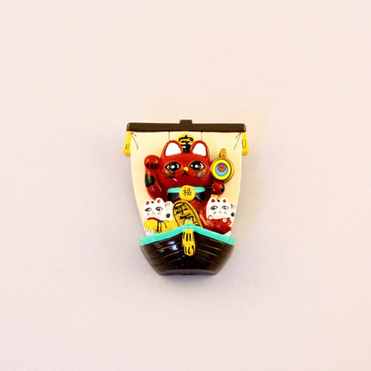 Magnet Lucky Cat Boat Red