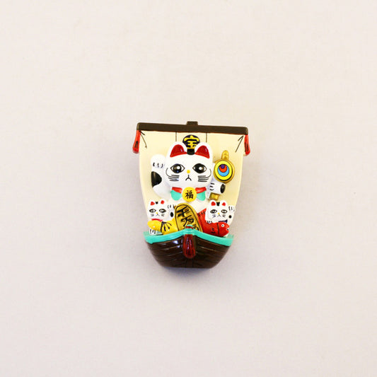 Magnet Lucky Cat Boat White