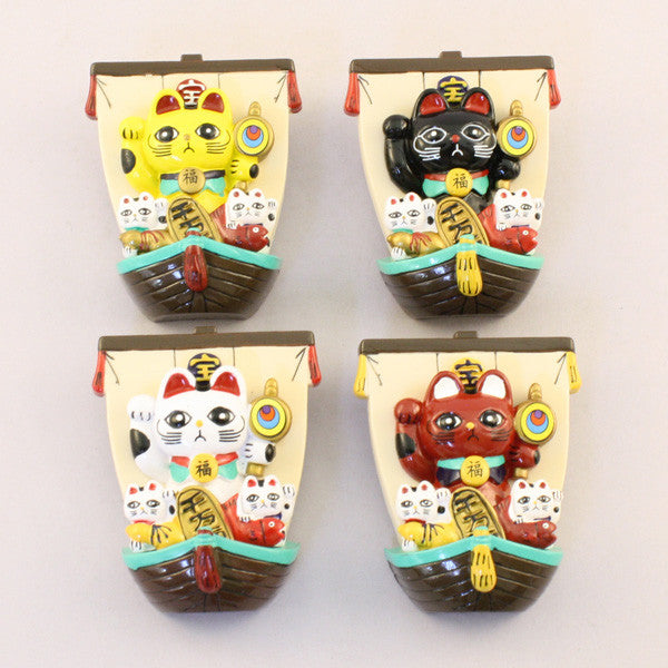 Magnet Lucky Cat Boat Black