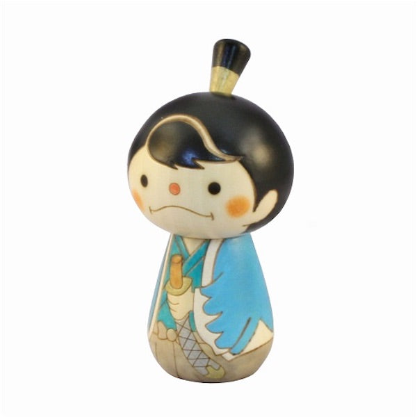 Kyoohoo Japanese Kokeshi Doll Samurai blue (K12-4339B)