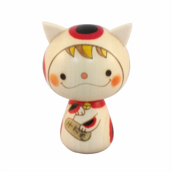 Kyoohoo Japanese Kokeshi deals Doll Lucky cat Boy (K12-4340B)