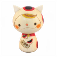 Kyoohoo Japanese Kokeshi Doll Lucky cat Girl (K12-4340G)