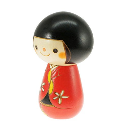 Kyoohoo Japanese Kokeshi Doll Short hair Red (K12-4341R)