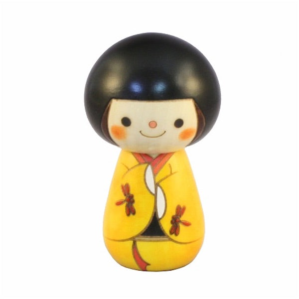 Kyoohoo Japanese Kokeshi Doll Short hair Yellow (K12-4341Y)