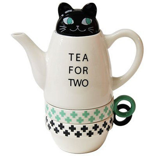 Shinzi Katoh Tea Set - Black Cat Deluxe Tea for Two with Cups