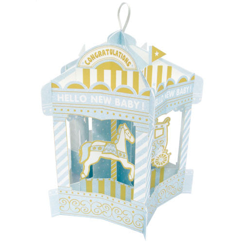 Greeting Life Merry-Go-Round Baby Card Blue HT-6