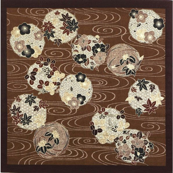 kyoohoo Cotton Furoshiki Ryusui Marumon Brown