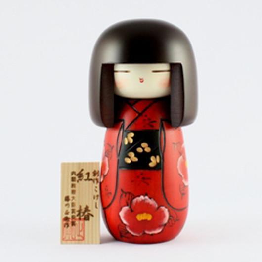 Kokeshi Doll Benitsubaki (S) (k12-3852)