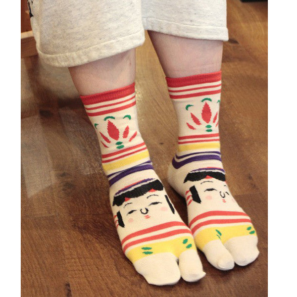 Tabi Socks Japanese Kokeshi face/M