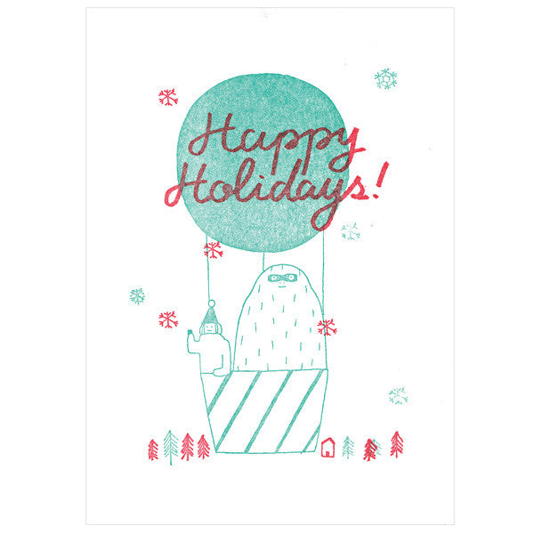 japanwave Tegami Letterpress Greeting Card Happy Holidays!