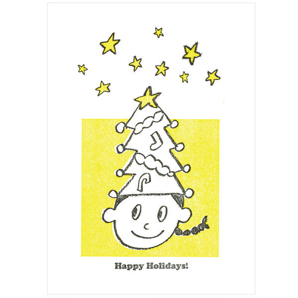 japanwave Tegami Letterpress Greeting Card Happy Holidays!